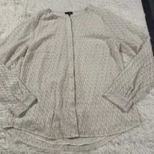 Talbots womens ivory textured blouse 10 button down office career