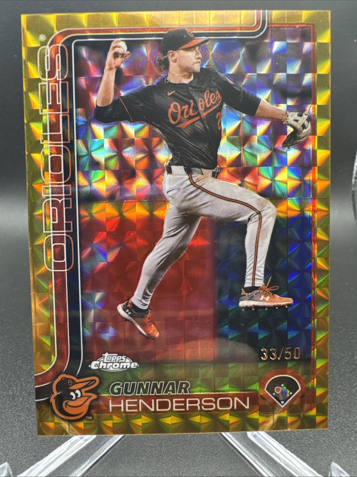 2025 Topps Chrome Gunnar Henderson Gold Geometric Refractor /50 #213 Orioles