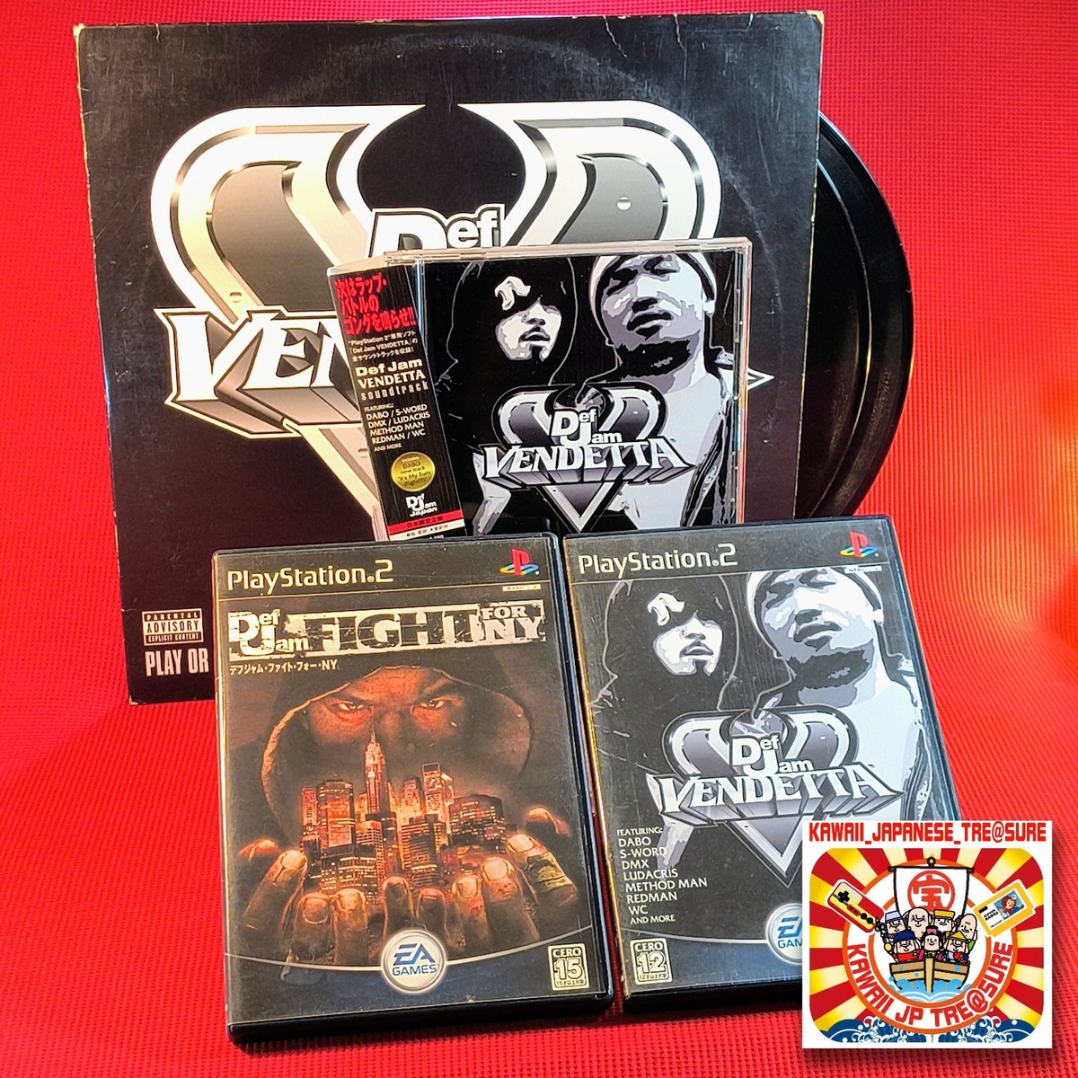 Def Jam PS2 CD LP Vinyl Record Lot 4 Set Vendetta Fight For