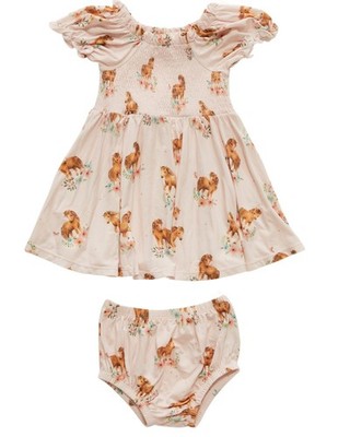 Angel Dear Infant-Girls' ' Horse Print Dress And Diaper Cover Set 2 Piece -