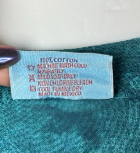 Cottonways Size 1 M Cotton Tunic Top Turquoise Tie dye Boho Hippie Asymmetrical - Picture 5 of 7