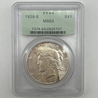 1928 S Silver Peace Dollar / PCGS MS63 #1366D