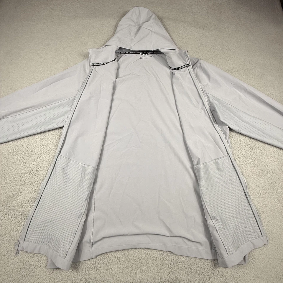 Under Armour Jacket Mens 2XLT Gray Hooded Squad Zip Lightweight Stretch Athletic - Image 3 of 4