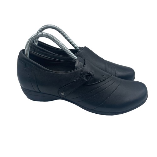 Zuecos mocasines de cuero nobuck Dansko Franny zapatos cómodos negros para mujer 39 8,5 9 - Imagen 2 de 8