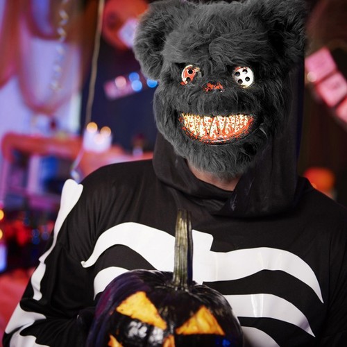 Scary Horror Bloody Killer Bear Plush Mask for Halloween Horror Costume Props - Bild 4 von 14