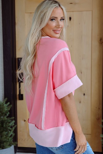 Katie Raw Seam High Low Side Split Top - Picture 3 of 10