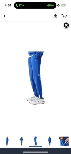New Lacoste Men's Croc Cotton Sweatpants Size 4 Medium Blue Jogger Stripe Bands - Picture 3 of 9