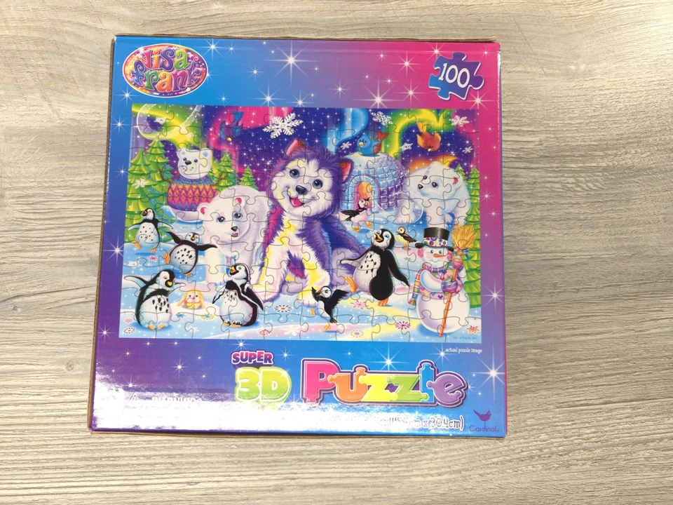 Lisa Frank Super 3D Lenticular 100 Pc Puzzle Polar Bear Penguins Husky Snowman  - Image 3 of 4