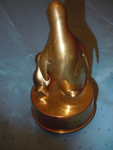 VINTAGE SCHWERE MESSING PINGUIN VOGEL SPIELUHR FIGUR SKULPTUR FUNKTIONIERT SCHÖNE QUALITÄT - Bild 3 von 5