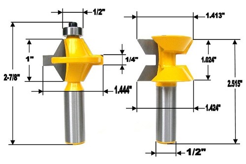 2 pc 1/2"SH Edge Banding Tongue & Groove Router bit Set sct-888 - Picture 6 of 12