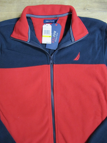 Nautica Fleecejacke Colorblock dunkelblau rot ~ Gr. Medium - Bild 4 von 10