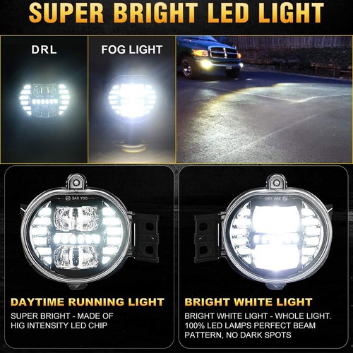 2PCS LED Fog Lights Assembly For Dodge Ram 1500 02-08 / For Ram 2500 3500 03-09 - Picture 3 of 11
