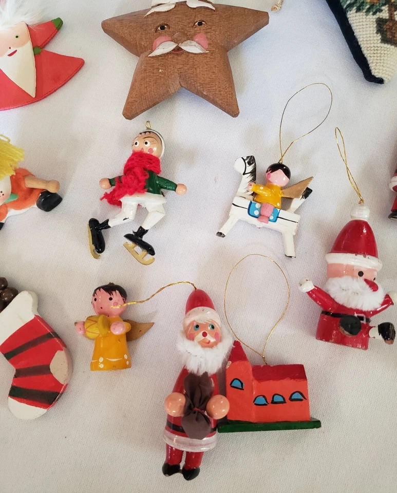 Lote Mixto Adornos Navidad De Colección Árbol Estrella de Papá Noel Muñeco de Nieve Madera  Foto 3 de 4