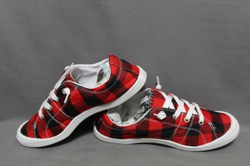 ROSY brand womens casual athletic shoe sizes 6.5 - 9 M red plaid NEW - Picture 3 of 6