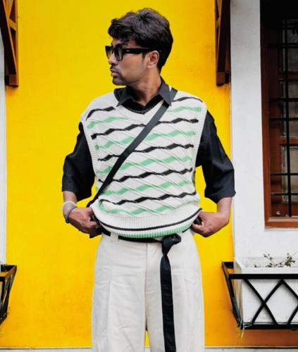 Chaleco Chaleco Zara x Harry Lambert Tejido a Rayas Crudo Talla S L 4331/306 Nuevo - Imagen 4 de 22