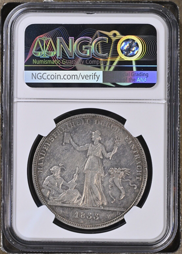 1833-W Germany Taler Wurttemberg - Free Trade - NGC AU 55 - Picture 2 of 4