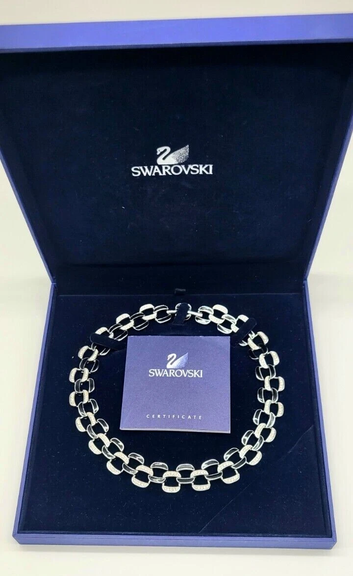 Swarovski Crystal Reversible Double Cuban Chain Link Necklace with