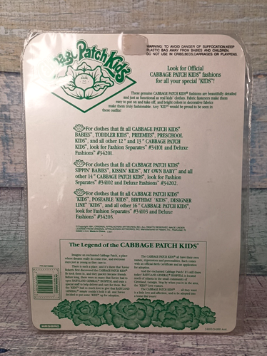 VTG 1991 Cabbage Patch Kids Fashion Separates Girl Top #34102/34100 NOS Sealed - Picture 12 of 21