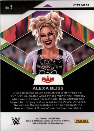 Panini Prizm WWE 2022 Fearless Prizms verde #5 Alexa Bliss - casi nuevo-como nuevo - Imagen 2 de 2