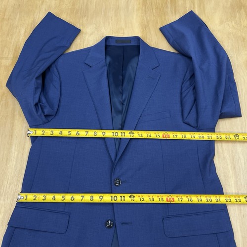 Calvin Klein Suit Jacket Blazer Wool Stretch Sport Coat Blue Mens 44R Skinny Fit - Picture 8 of 12