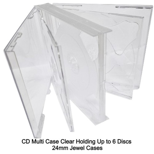 1 x 6 Way Clear Multi CD Jewel Cases 24mm Spine Holds 6 Discs Replacement Case - Afbeelding 2 van 18