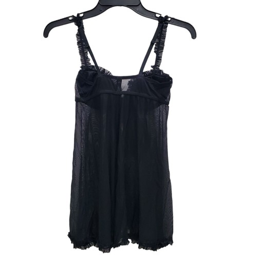 Victoria's Secret Sexy Little Things Y2K Black Mesh Lace Sequin Cup Negligee 34C - Picture 7 of 7