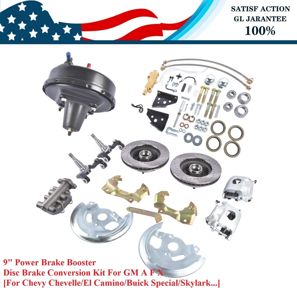 Kit de conversión de freno de disco rotores perforados y ranurados para carrocería GM A F X DBK6472LX Foto 3 de 4