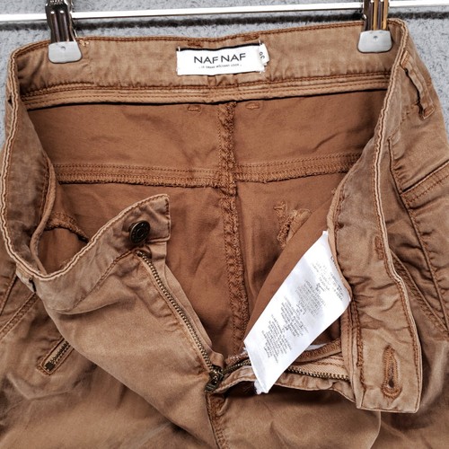 NAF NAF Jeans Pants Trousers Womens 38 26x27 Beige Velour Cotton - Picture 15 of 21