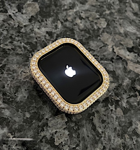 Serie 10 46 mm14k Oro Amarillo Laboratorio Diamante Apple Watch Estuche Apple Watch Cubierta - Imagen 7 de 9