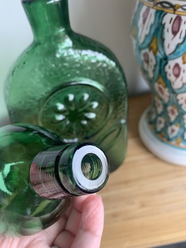 Empoli Decanter Green Glass Flower Wayne Husted MCM Mid Century Stelvia Rare HTF - Picture 4 of 12