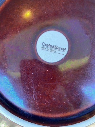 RARE Set of 2 Crate & Barrel 11.25" Dinner Plates Mahogany Brown Japan - Picture 3 of 4