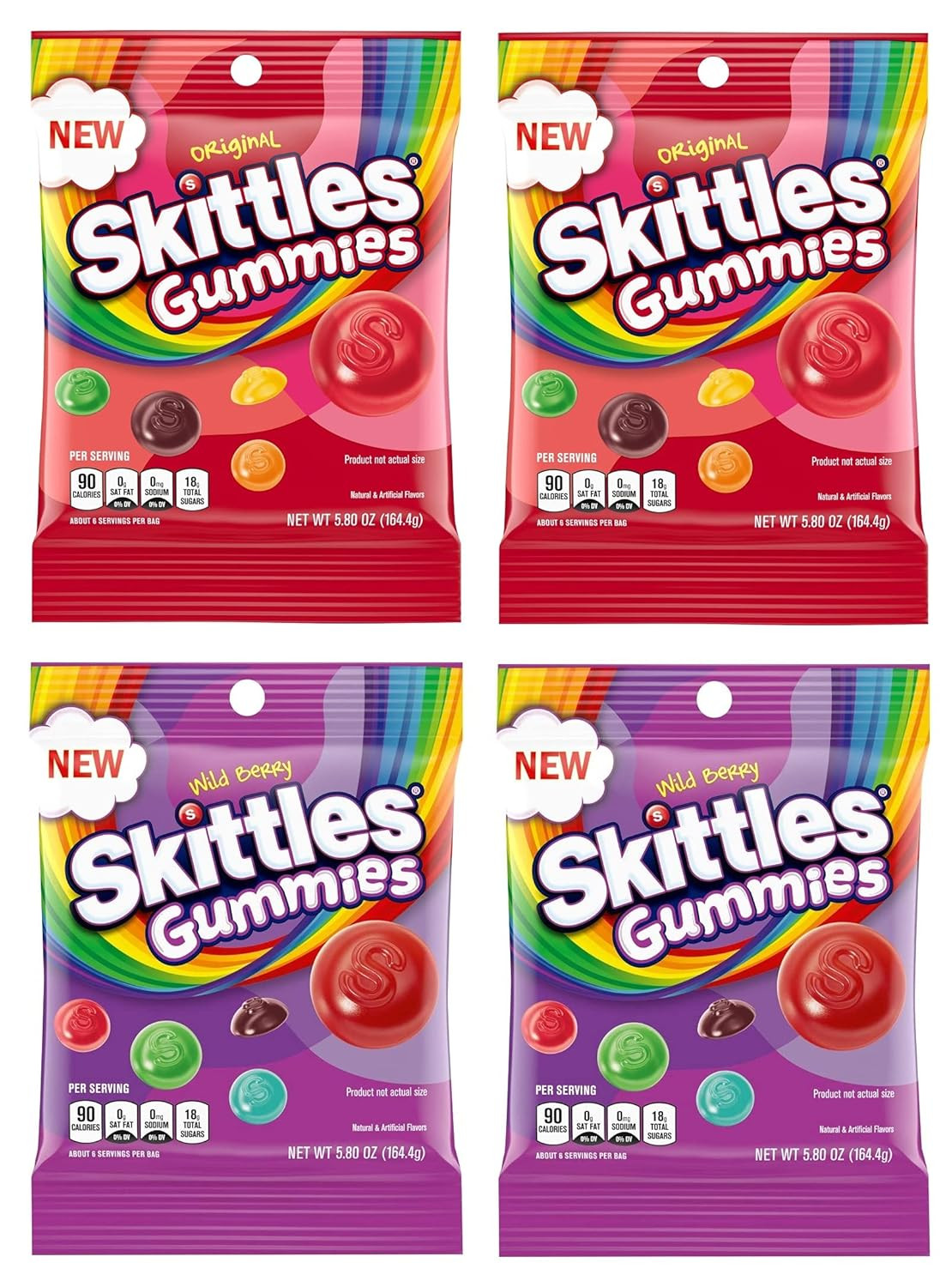 Оригинальный набор конфет SKITTLES Gummy Candy с лесными ягодами весом 5,8 унции - Включает в себя 4 пакетика 