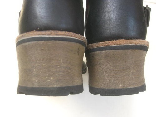 Caterpillar CAT leather Boots 4 37 WIDE fur lined MOTO biker calf high straps - Bild 16 von 18
