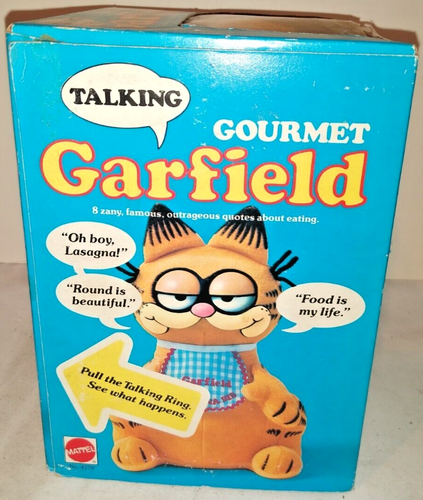 1978 MATTEL GARFIELD GOURMET TALKING PLUSH CAT MINT IN BOX - Picture 2 of 6