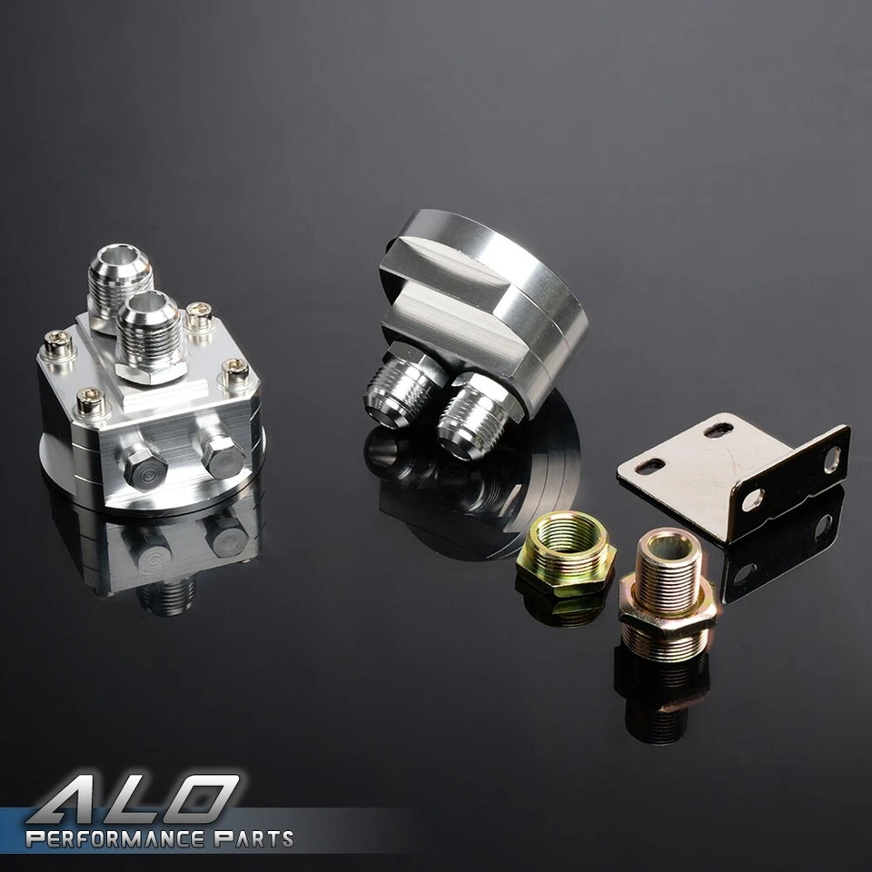 Enfriador de aceite de motor de aluminio universal 19 filas 10AN + Kit adaptador de reubicación de filtro Foto 3 de 4