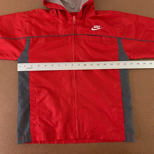 Nike Youth Size 7 Red Lightweight Mesh Lined Pocketed Hooded Full Zip Jacket - Picture 7 of 9