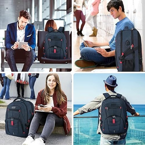 Große Wasserdicht Reise  Laptop Rucksack mit Schloss und 17 Zoll mit USB - Bild 6 von 6