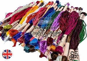 20 Embroidery Thread Large Skeins Art Silk/rayon Stranded Multi Colored Threads
