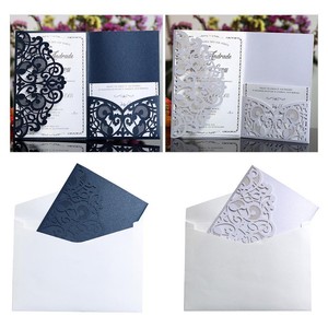 10pcs Laser Cut Wedding Invitations Card And Envelope High Quality