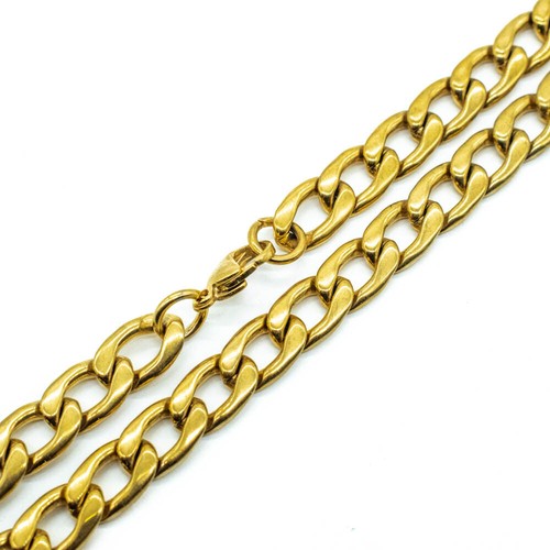 Collar de cadena de acero largo relleno de oro acero inoxidable liso de 10 mm de espesor de 24" para hombre - Imagen 9 de 9