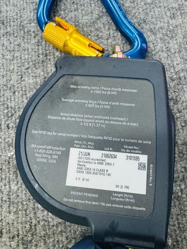 3M DBI-SALA Nano-Lok Self-Retracting Lifeline 3101595-9 ft - Aluminum Rebar Hook - Picture 6 of 6
