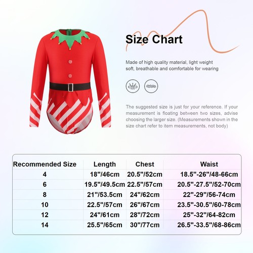 Kid Girls Christmas Dress Leotard Xmas Party Dress Up Festive Costume Candy Cane - Bild 36 von 45