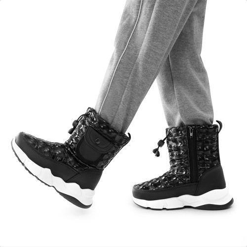 Boys Girls Snow Boots Mid Calf Water Resistant Faux Fur Lined Warm Ski Boots - Bild 11 von 19