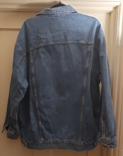 Topshop 100% Cotton Oversized Denim Jacket Baggy Longline Mid-Blue Size 10 - Picture 6 of 13