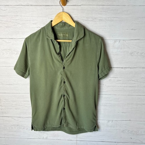 Abercrombie & Fitch Top Damen Größe Small Olivgrün Kurzarm Knopfleiste