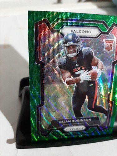 2023 Panini Prizm Bijan Robinson Green Wave Rookie Card RC Atlanta Falcons 305 - Picture 2 of 9