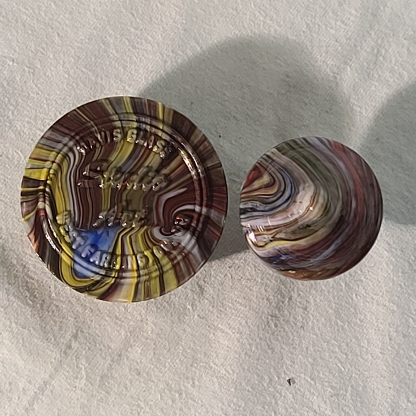 ANDY DAVIS, Glass Art Spinning Top & Base, Megans Run (?), #338Q