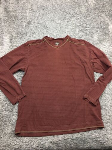 Red Head Shirt Herren Größe L Dunkelrot Langarm V-Ausschnitt