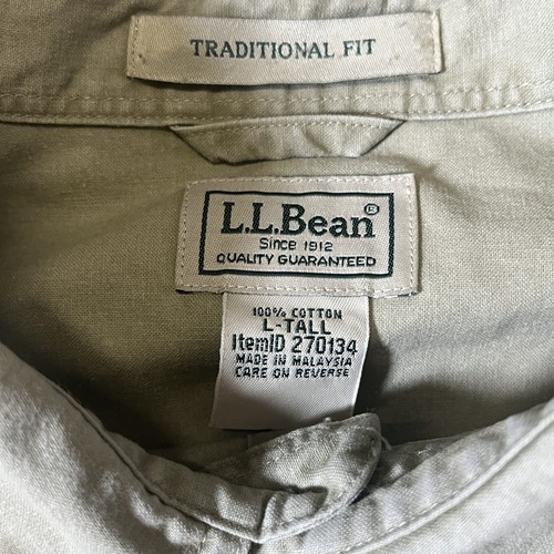 LL Bean Sunwashed Green/Khaki Canvas Button Up Shirt Men L Traditional Fit Tall - Picture 3 of 6