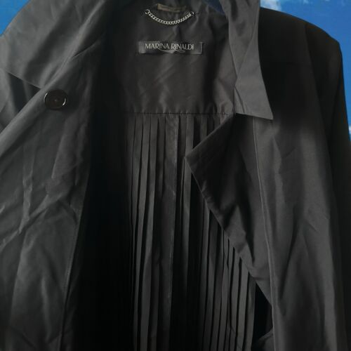Marina Rinaldi Womens Black Raincoat Overcoat Size 12 Pleated Belted NEW - Picture 11 of 14